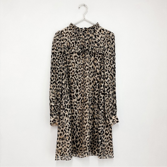 Kate Spade Metallic Leopard Print Clipped Dot Ruffle Mini Dress - Picture 4 of 11
